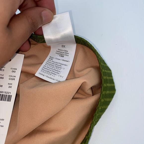 New J. Crew Green Wide Ribbed Cheeky String Side Tie Swim Bathing Suit Bottom 3X - Picture 9 of 10
